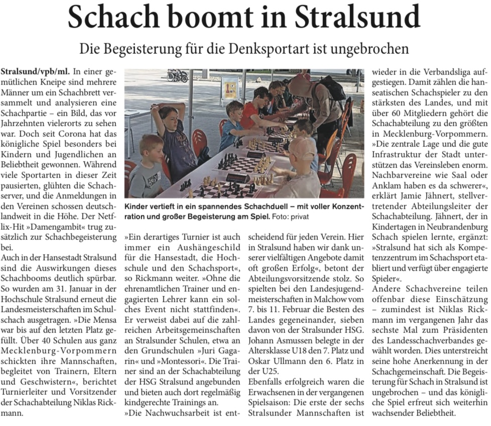 Unser Beitrag im Stralsunder Blitz Unser Beitrag im Stralsunder Blitz